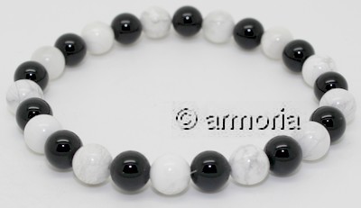 Bracelet de perles en Howlite et Onyx 6 mm taille S 