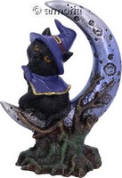 Figurine fée gothique de 21 cm tenant un chat noir
