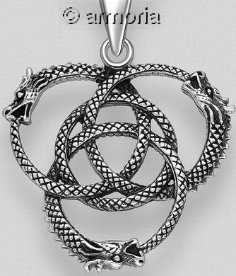 Pendentif 3 Ouroboros entrelacés en argent