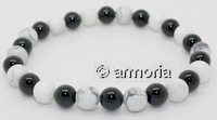 Bracelet de perles en Howlite et Onyx 6 mm taille M 