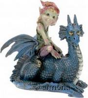 Figurine Pixie assis sur Dragon Bleu 