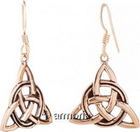 Boucles d'Oreilles Celtiques Triquetra et Cercle  en bronze 