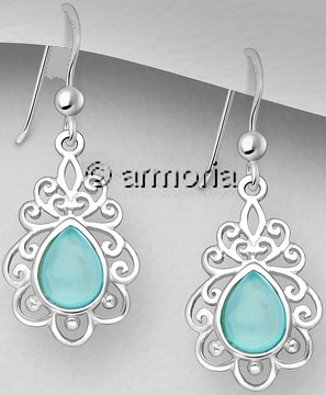 Boucles d'oreilles Spirales en argent et calcédoine bleue