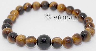 Bracelet de perles Onyx 8 mm et oeil de Tigre 6 mm taille S 