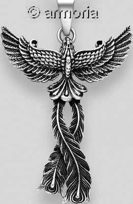 Pendentif Phoenix de dos en argent