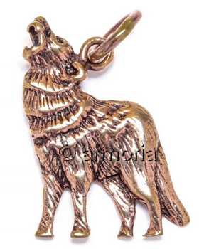 Pendentif Loup Hurlant en bronze 